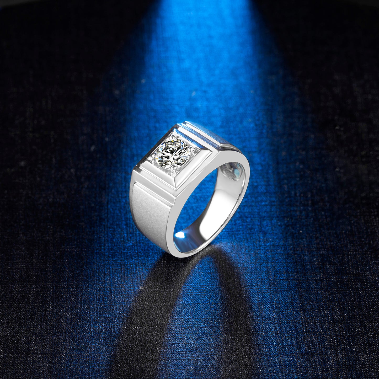Classic 925 Sterling Silver Men's Wedding and Engagement Ring, 1.0CT