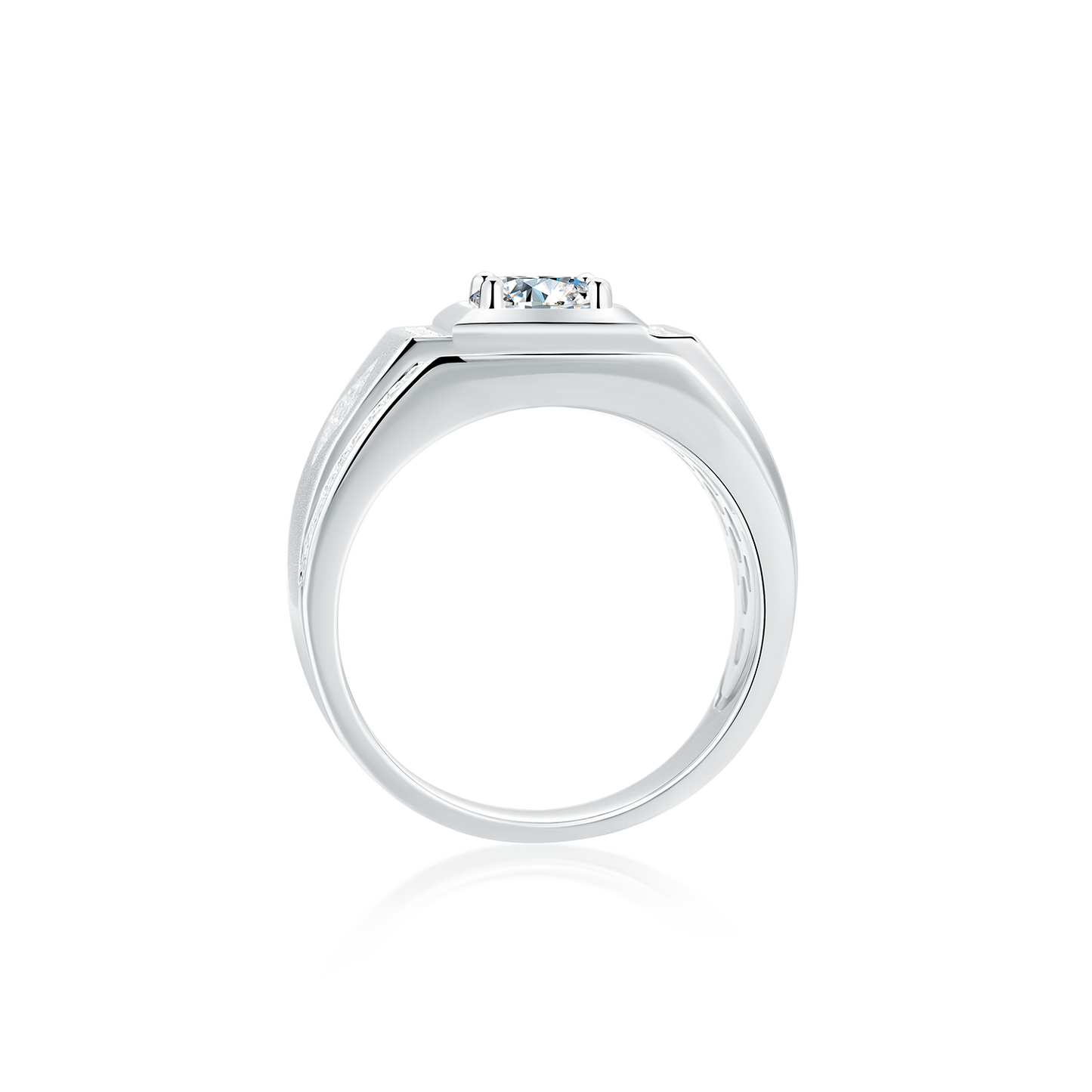 1CT 6.5MM Moissanite Sterling Silver Halo Ring for Men