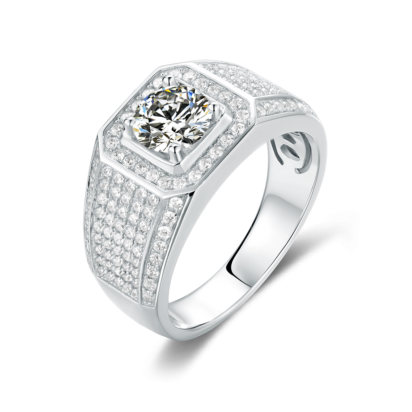 3 Carat Moissanite Men's Ring, 925 Silver D Color VVS1 Full Diamond