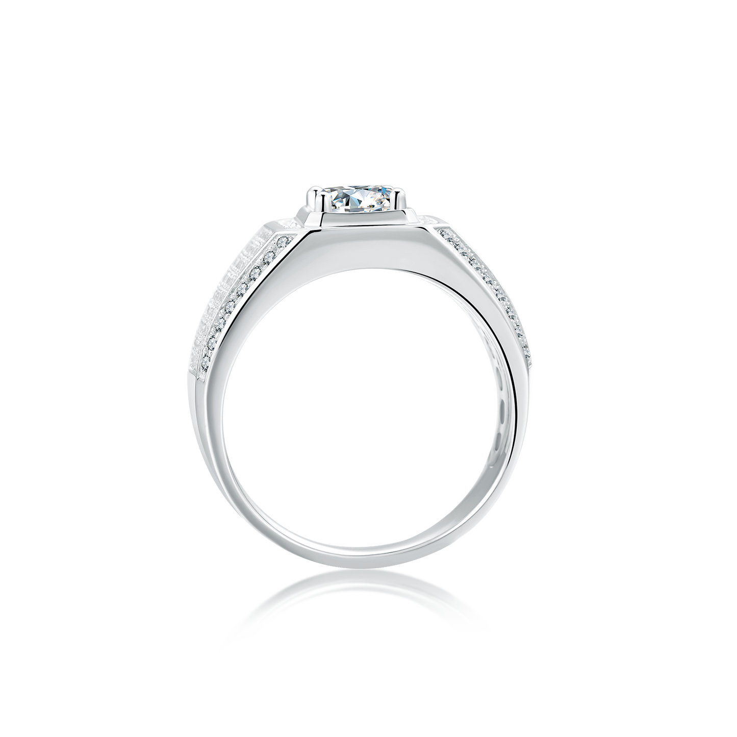 3 Carat Moissanite Men's Ring, 925 Silver D Color VVS1 Full Diamond