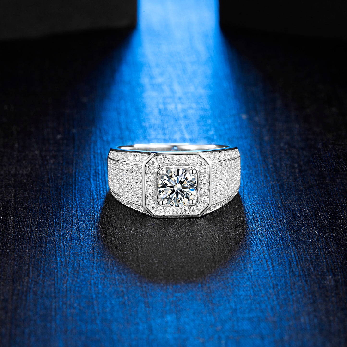 3 Carat Moissanite Men's Ring, 925 Silver D Color VVS1 Full Diamond