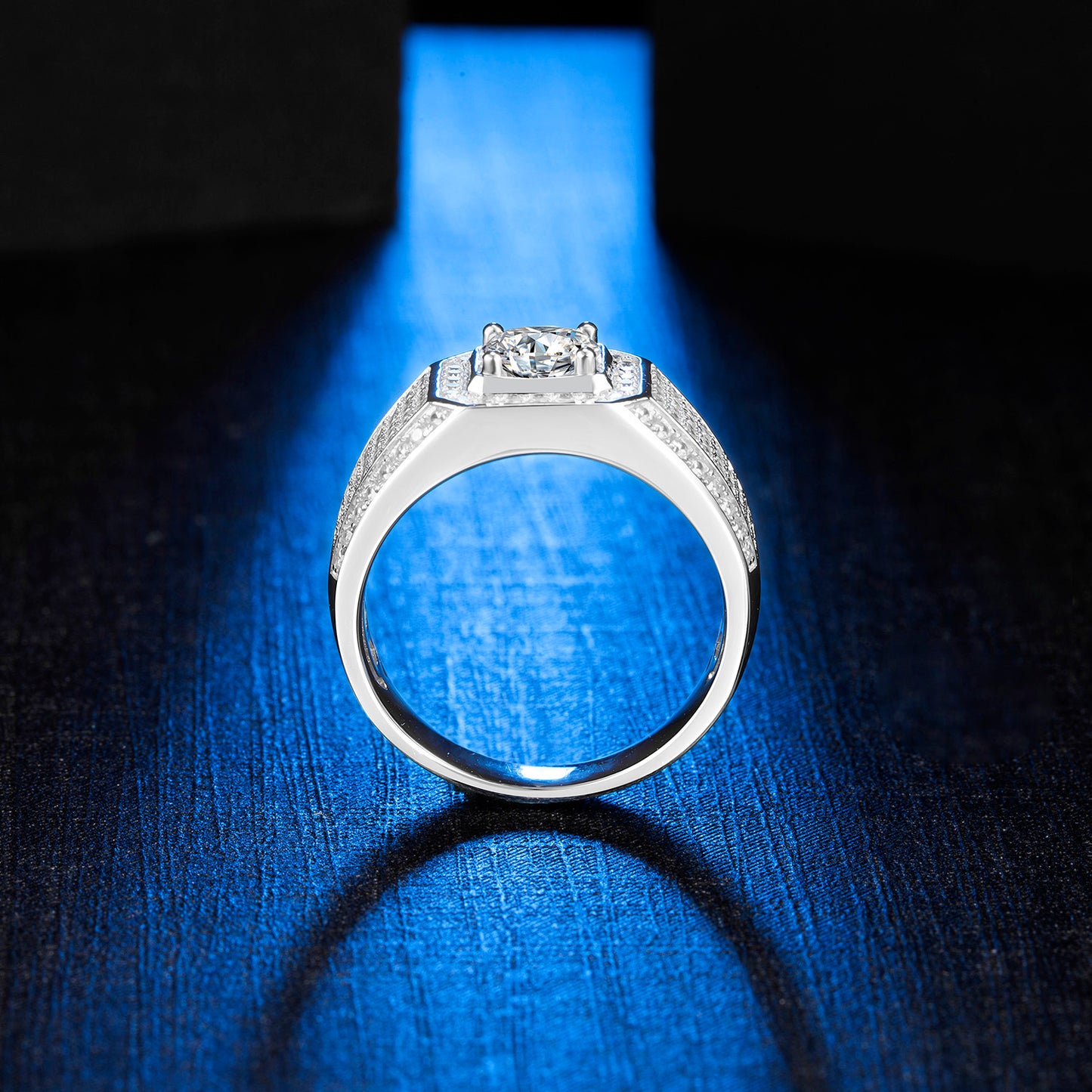 3 Carat Moissanite Men's Ring, 925 Silver D Color VVS1 Full Diamond