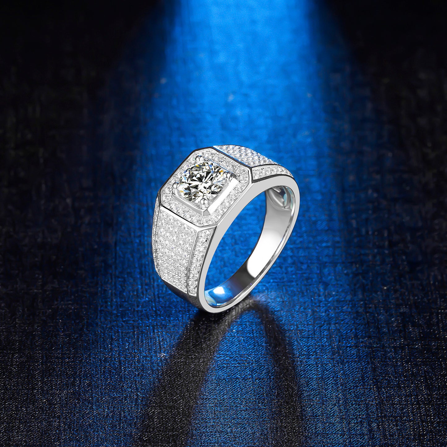 3 Carat Moissanite Men's Ring, 925 Silver D Color VVS1 Full Diamond