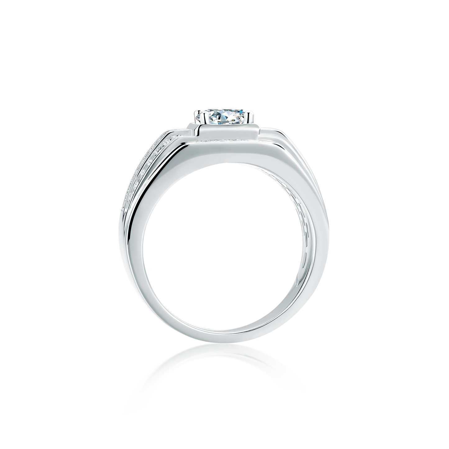 Men's Moissanite Engagement Ring, 1CT Wedding Band in 925 Sterling Silver
