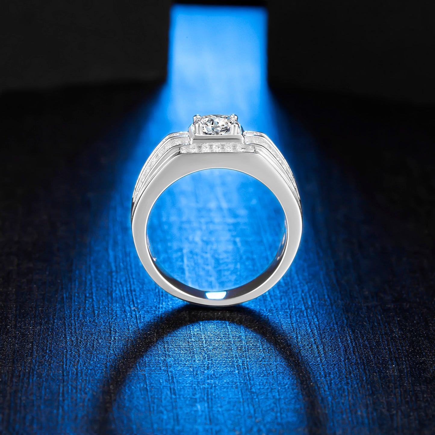 Men's Moissanite Engagement Ring, 1CT Wedding Band in 925 Sterling Silver