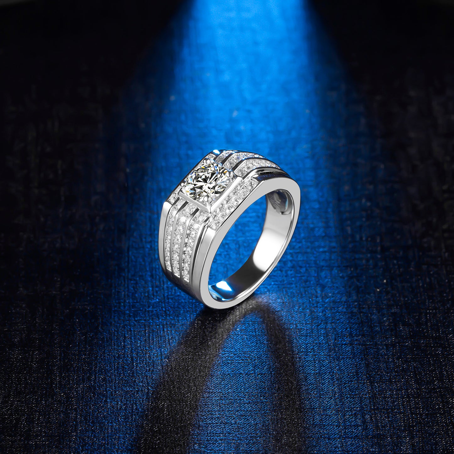 Men's Moissanite Engagement Ring, 1CT Wedding Band in 925 Sterling Silver