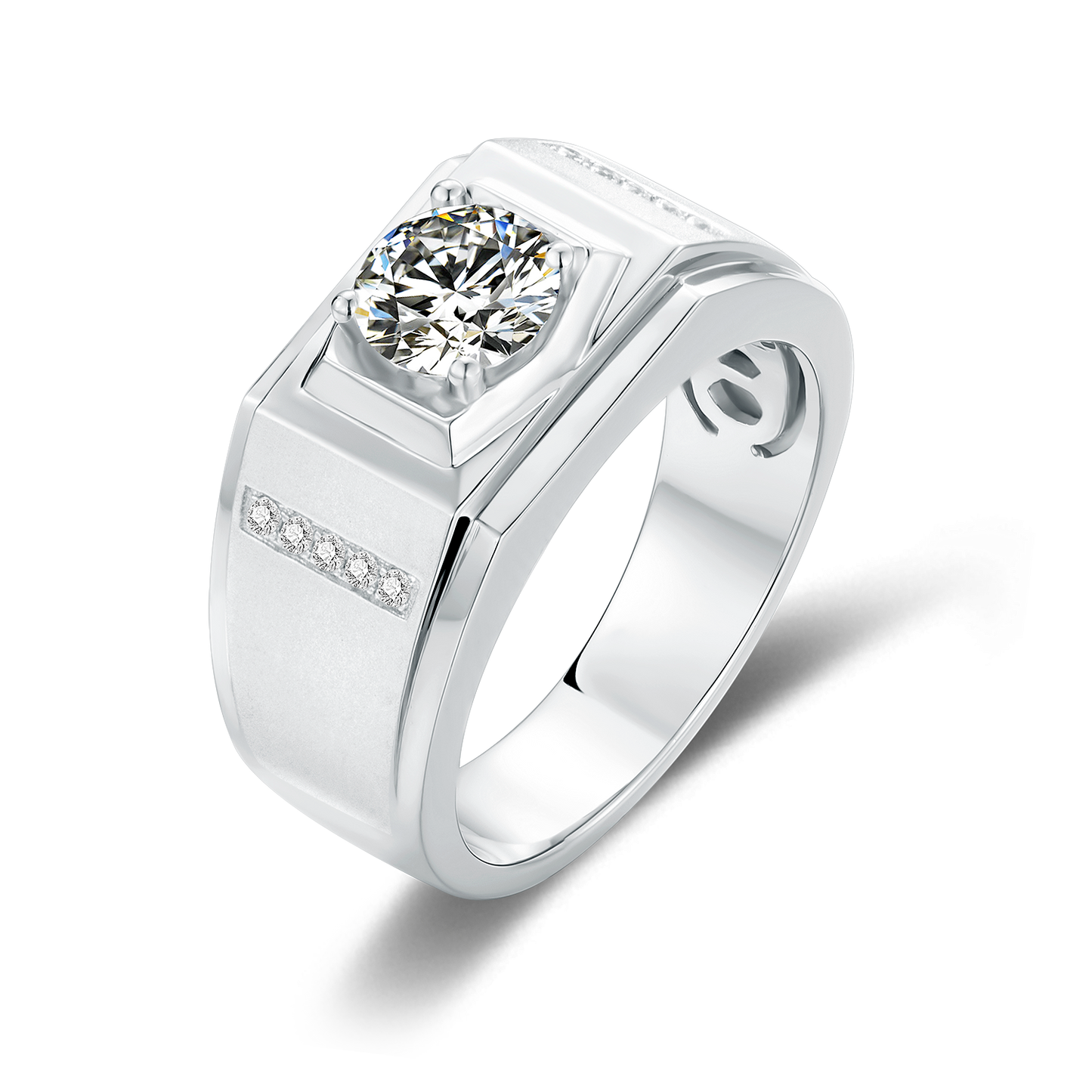 1CT Round Moissanite Wedding Ring for Men in Sterling Silver