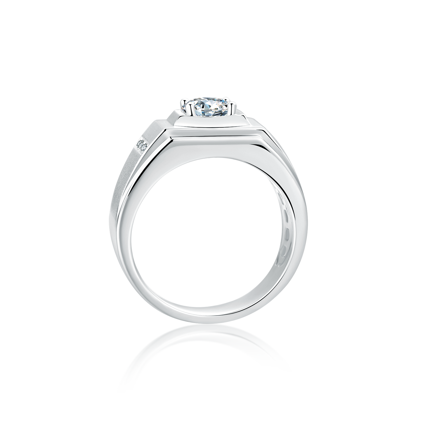 1CT Round Moissanite Wedding Ring for Men in Sterling Silver