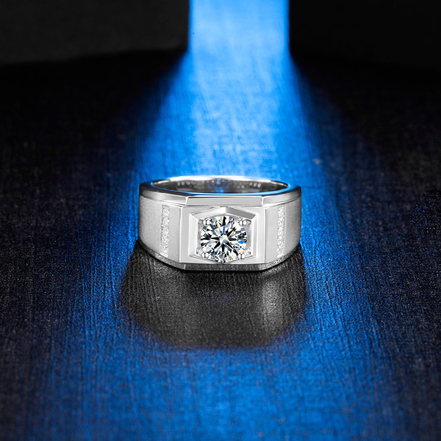 1CT Round Moissanite Wedding Ring for Men in Sterling Silver