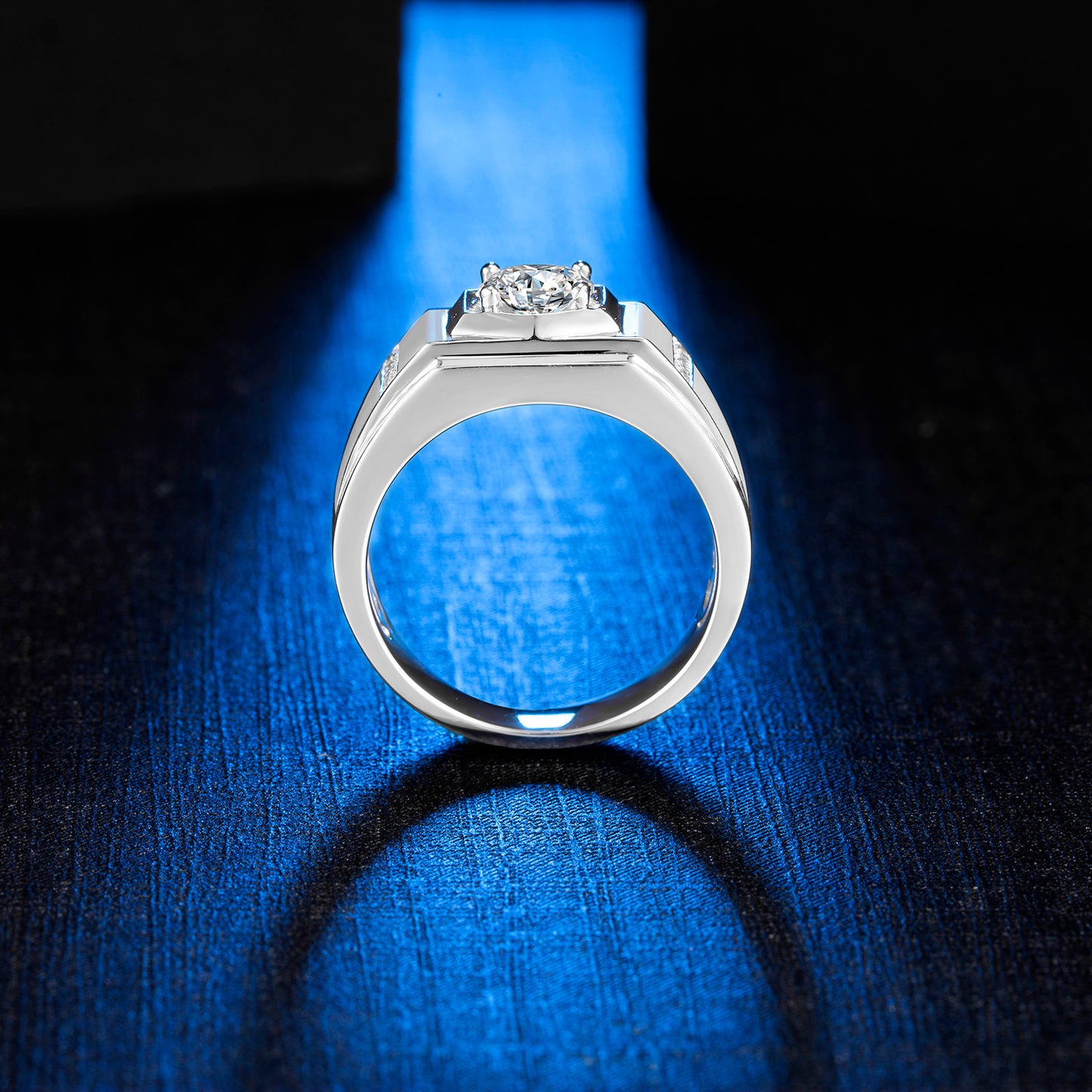 1CT Round Moissanite Wedding Ring for Men in Sterling Silver