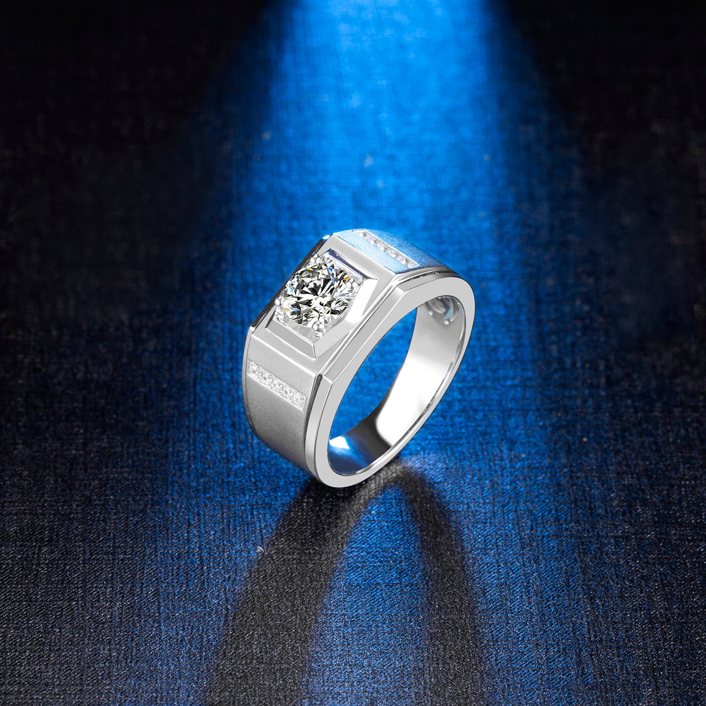1CT Round Moissanite Wedding Ring for Men in Sterling Silver