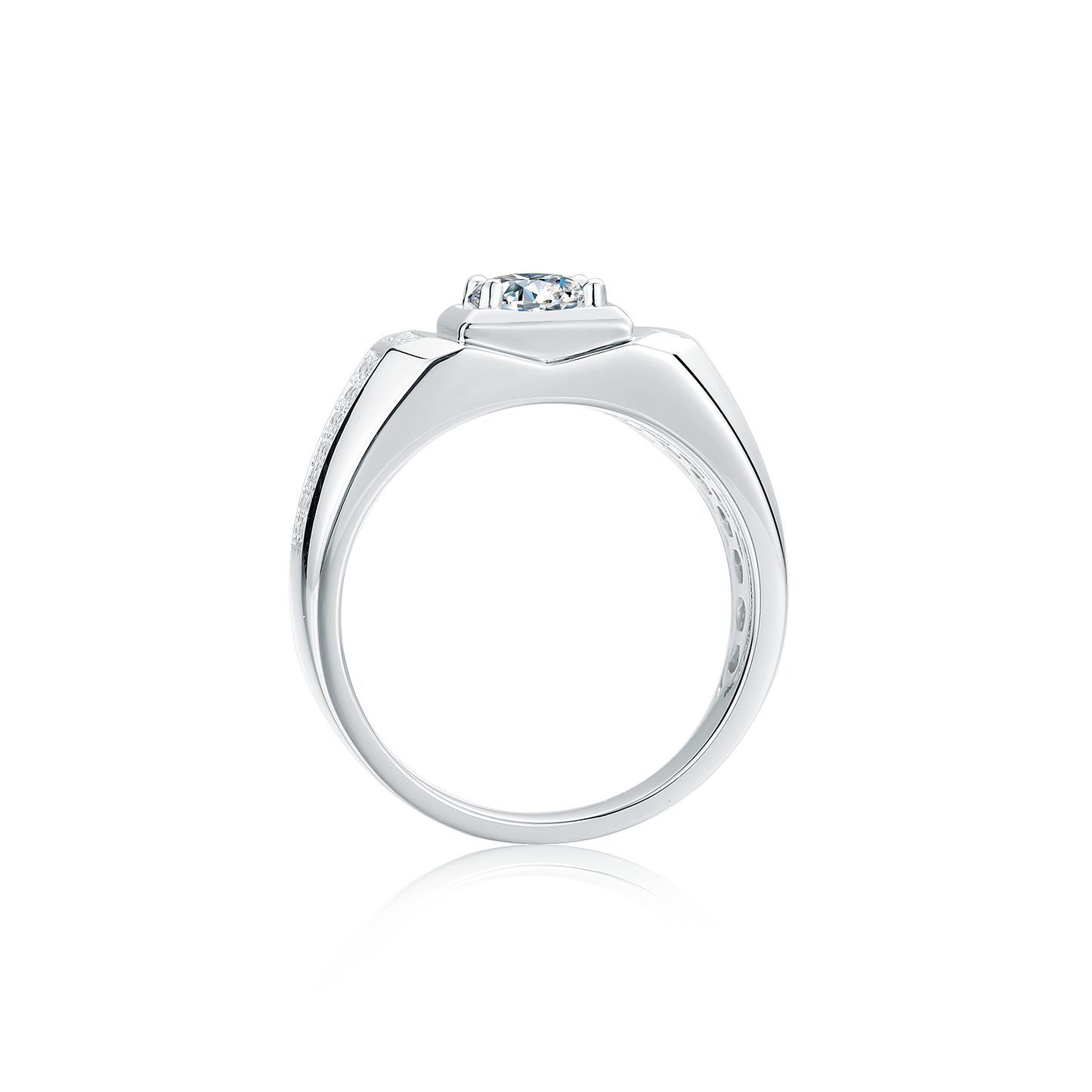 Sterling Silver 1.0CT 6.5mm D VVS1 Moissanite Men's Engagement Ring