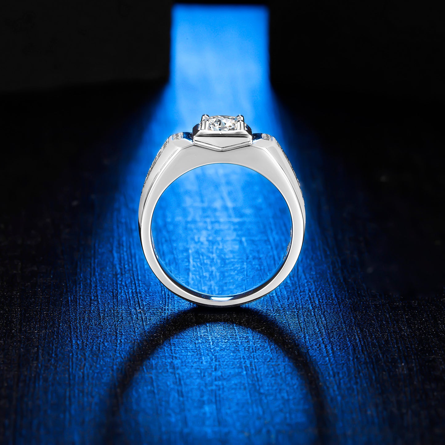 Sterling Silver 1.0CT 6.5mm D VVS1 Moissanite Men's Engagement Ring