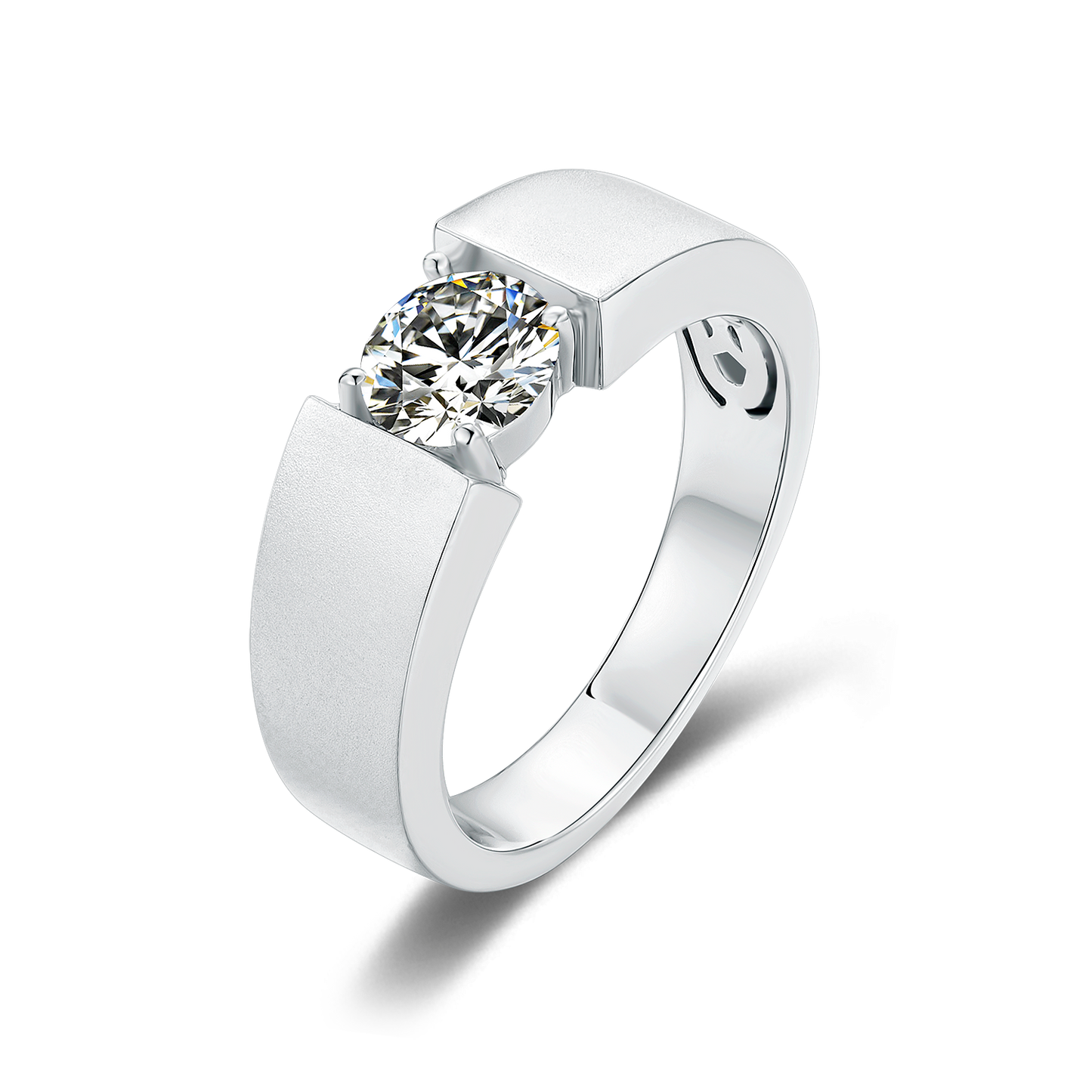 Single Moissanite Diamond 1CT Men's Ring – 925 Sterling Silver