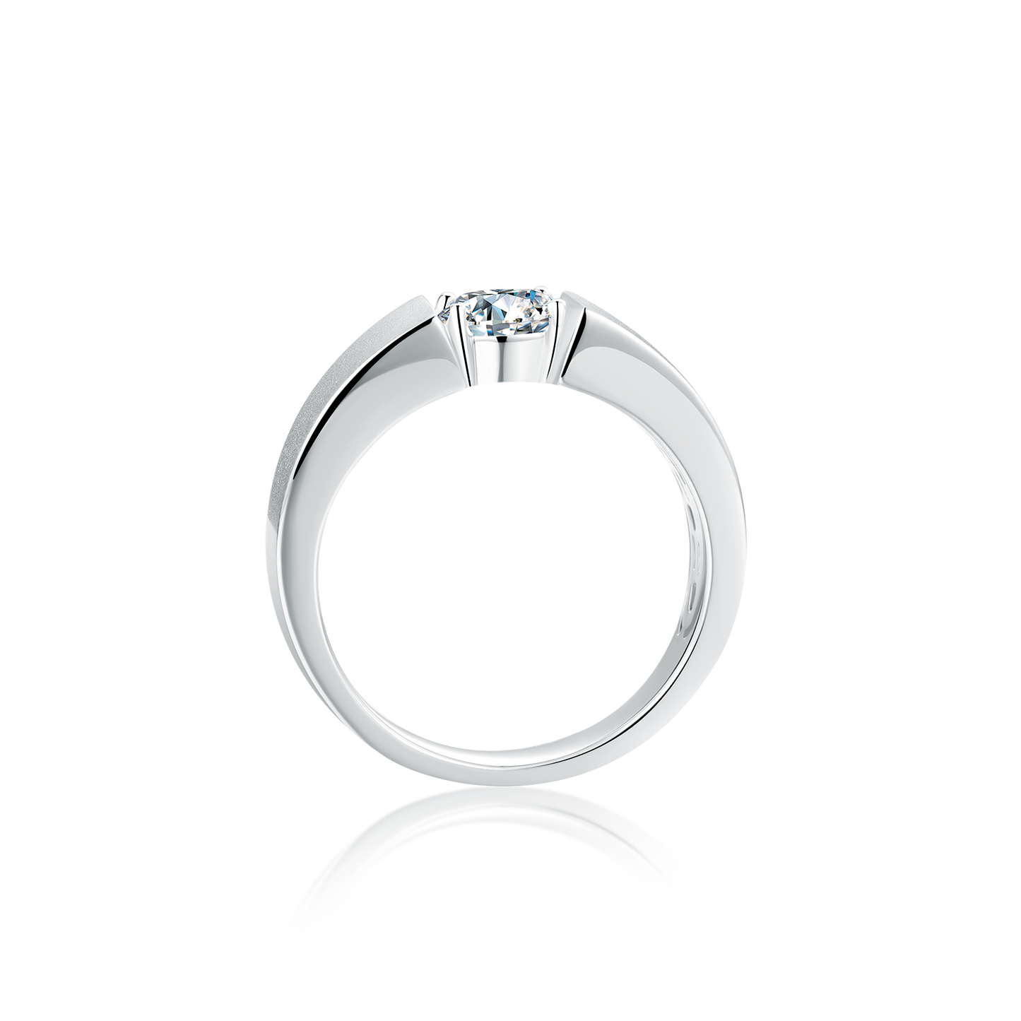 Single Moissanite Diamond 1CT Men's Ring – 925 Sterling Silver