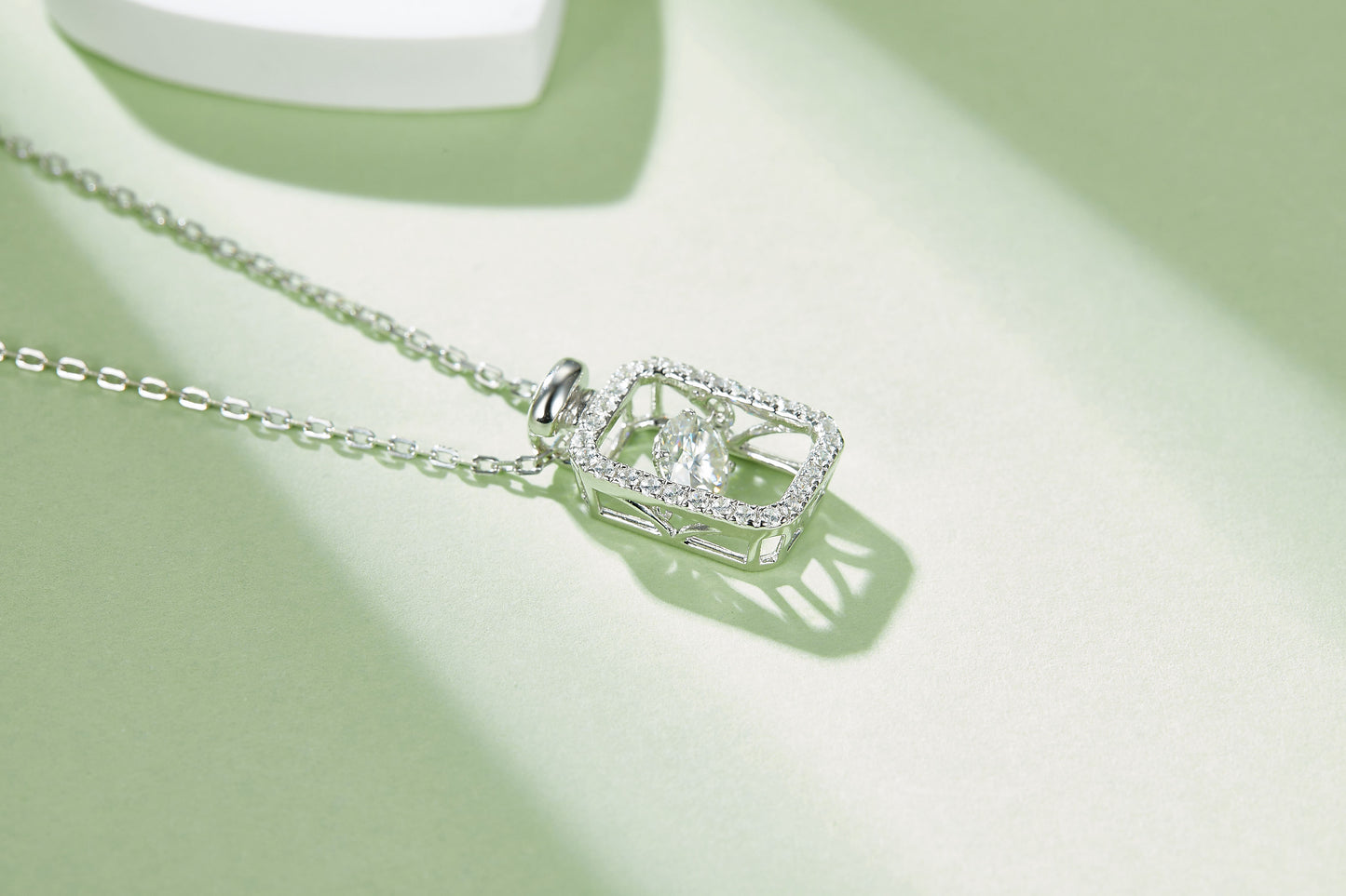 Perfume Bottle Necklace with 0.5CT D Grade Moissanite in S925 Silver