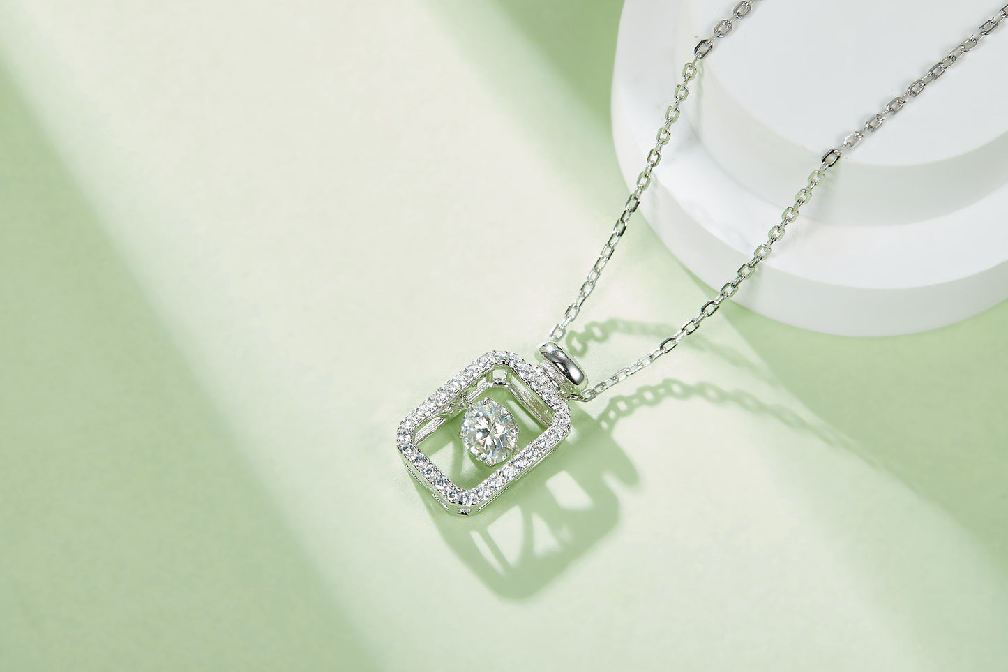 Perfume Bottle Necklace with 0.5CT D Grade Moissanite in S925 Silver