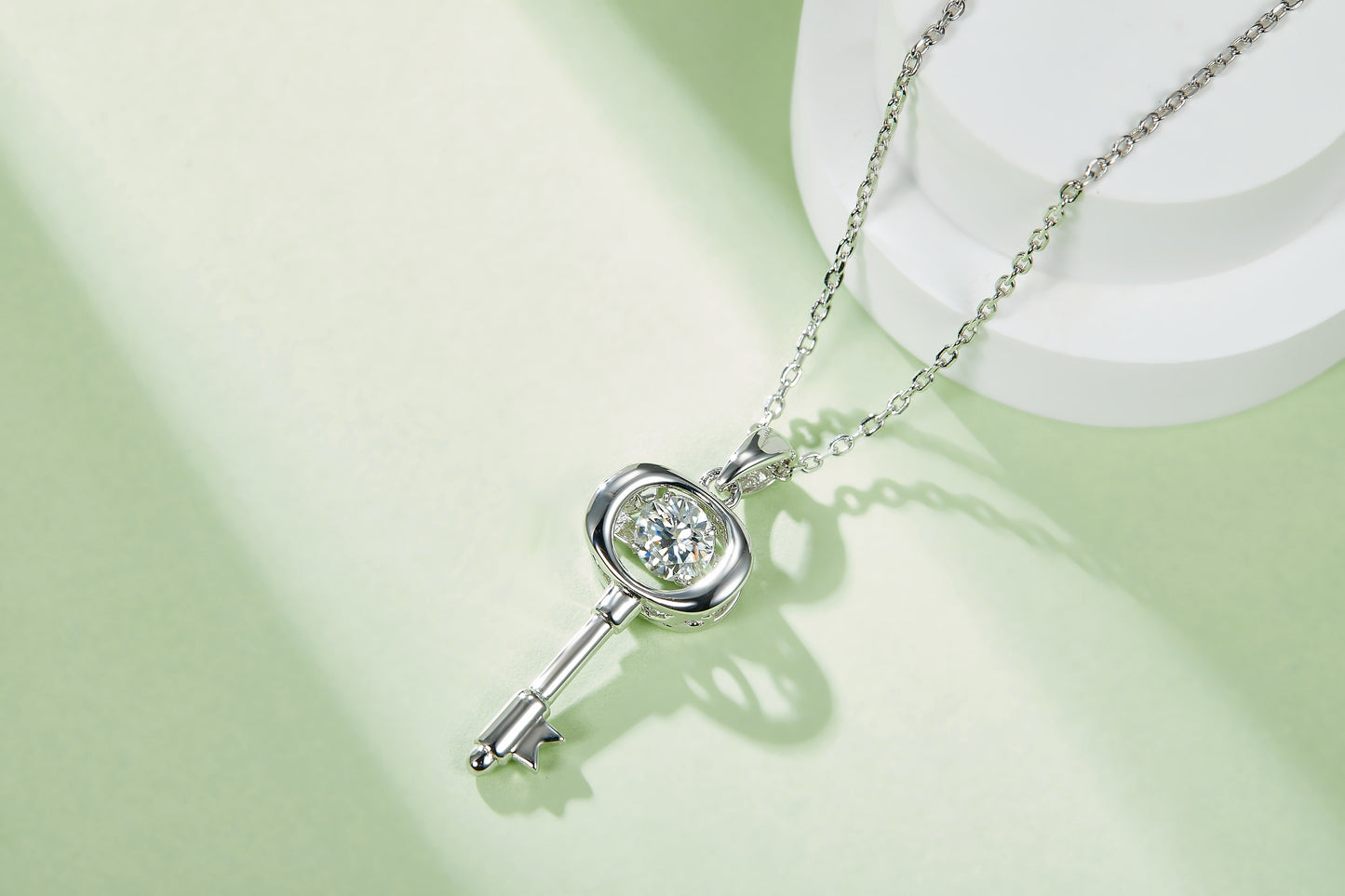 Heart Key Necklace featuring 0.5CT D Grade Moissanite in S925 Silver