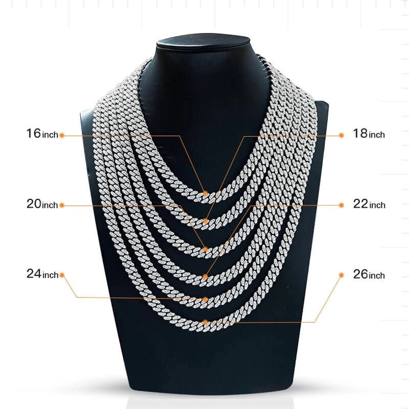 8mm Moissanite Cuban Link Chain – Full Round VVS Moissanite, 925 Sterling Silver