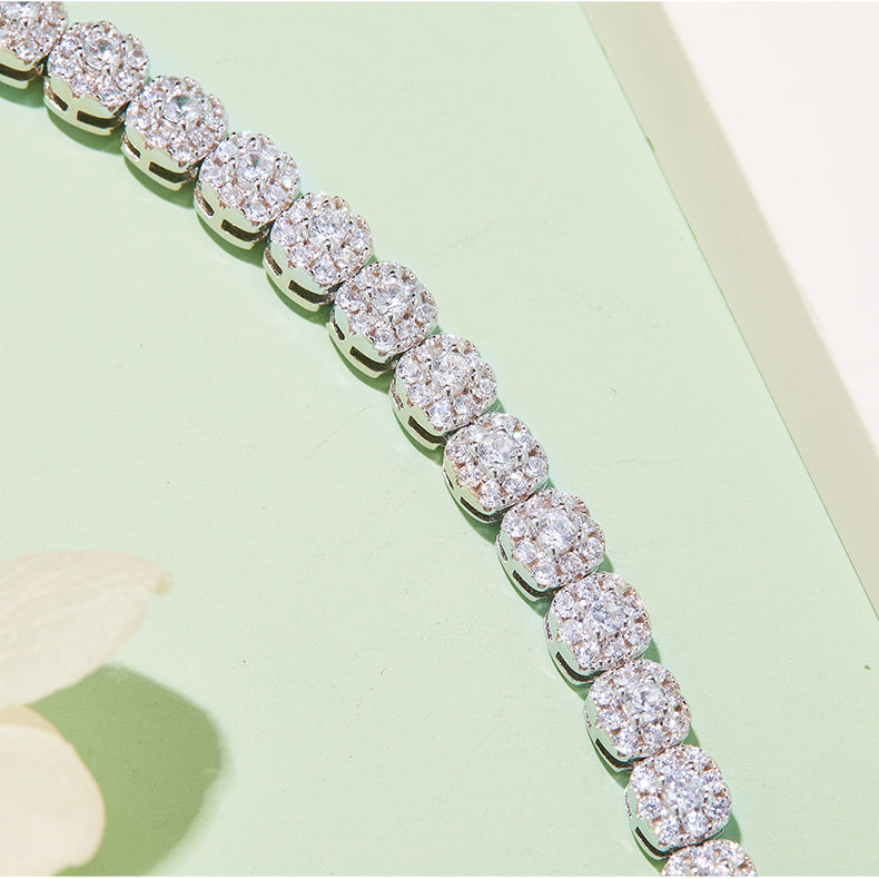 Cushion-Shaped Moissanite Tennis Bracelet in S925