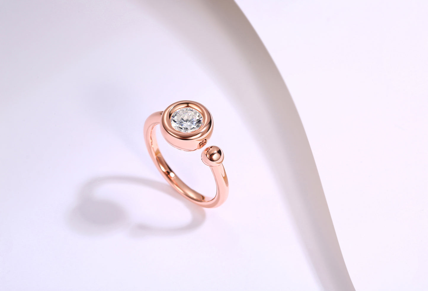 1.0CT D Grade Moissanite Sterling Silver-Plated Rose Gold Ring