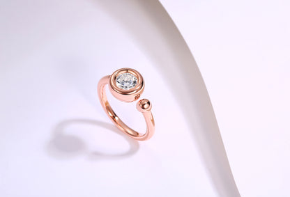 1.0CT D Grade Moissanite Sterling Silver-Plated Rose Gold Ring