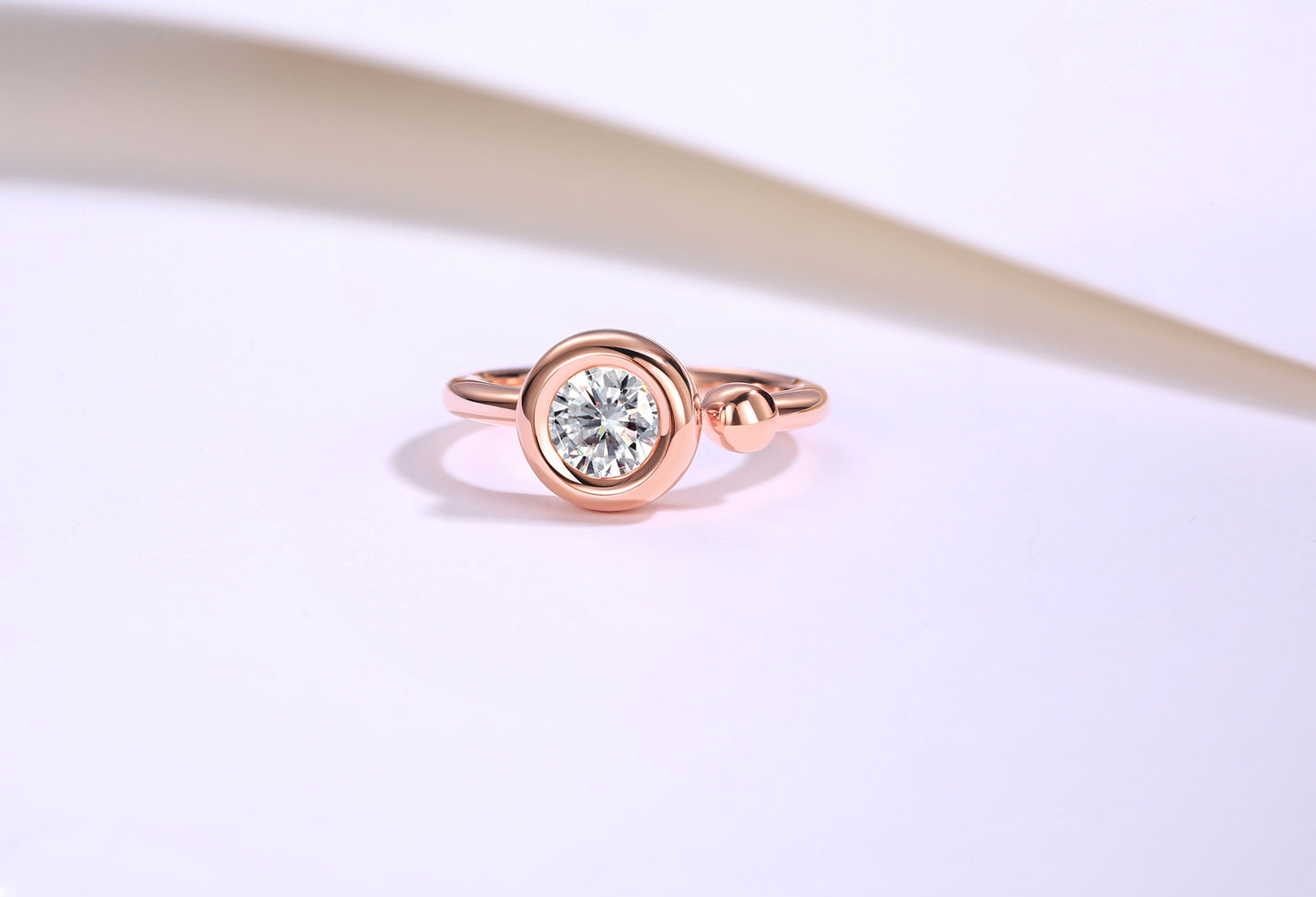 1.0CT D Grade Moissanite Sterling Silver-Plated Rose Gold Ring