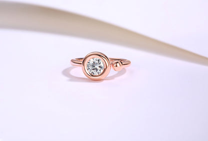 1.0CT D Grade Moissanite Sterling Silver-Plated Rose Gold Ring