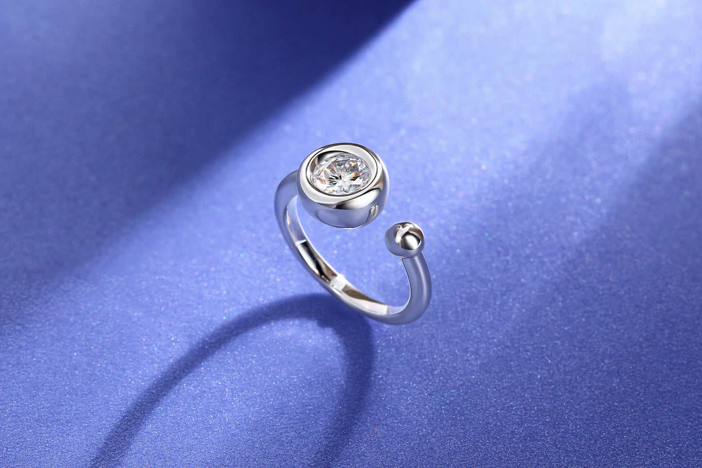 1 Carat Moissanite Adjustable Open Engagement Band
