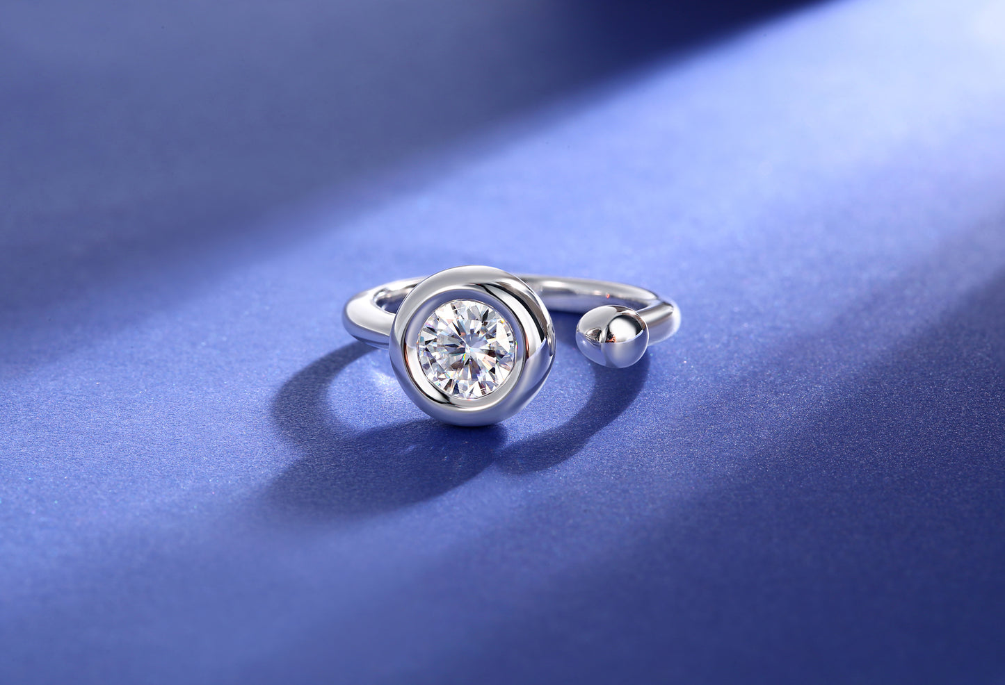 1 Carat Moissanite Adjustable Open Engagement Band