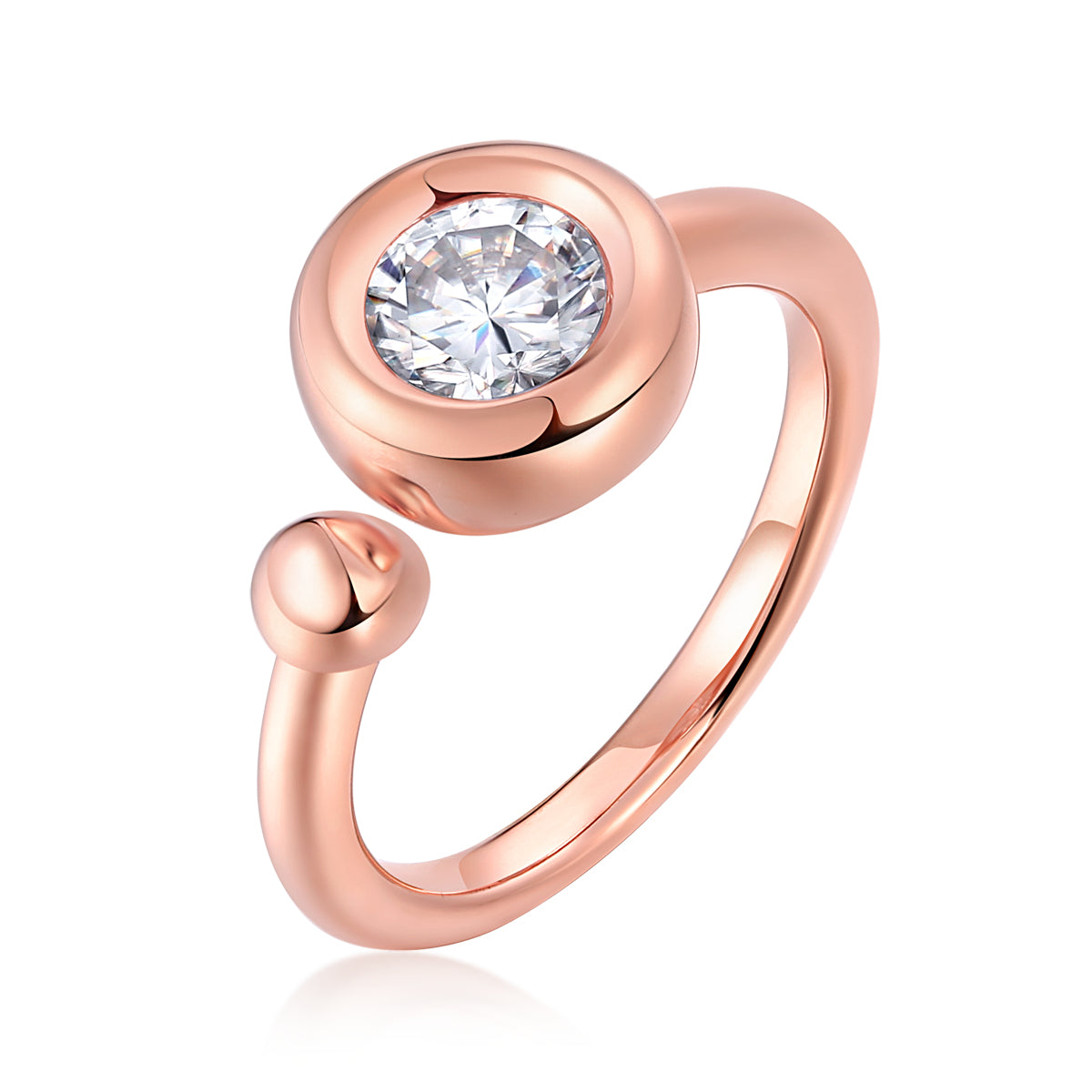 1.0CT D Grade Moissanite Sterling Silver-Plated Rose Gold Ring