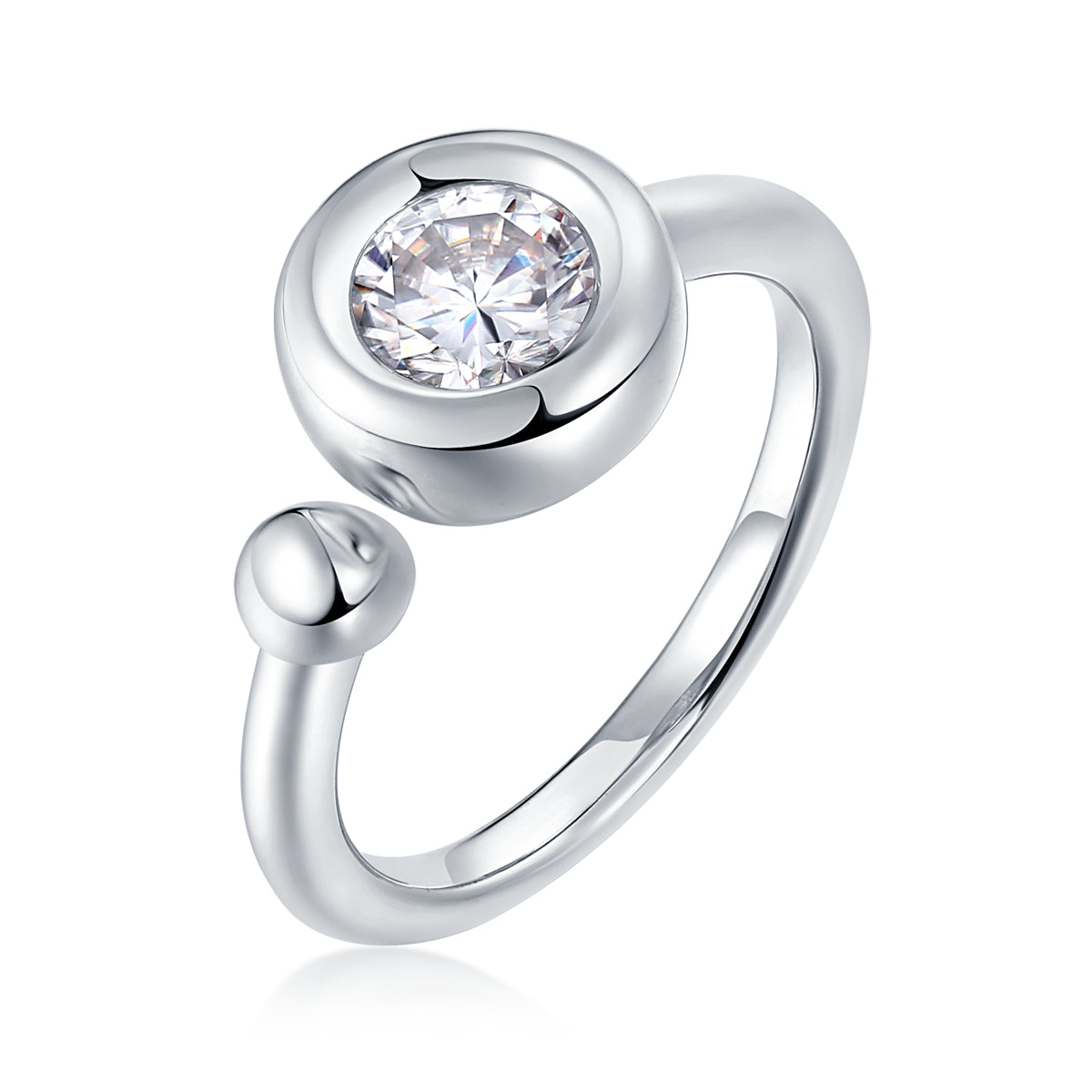 1 Carat Moissanite Adjustable Open Engagement Band