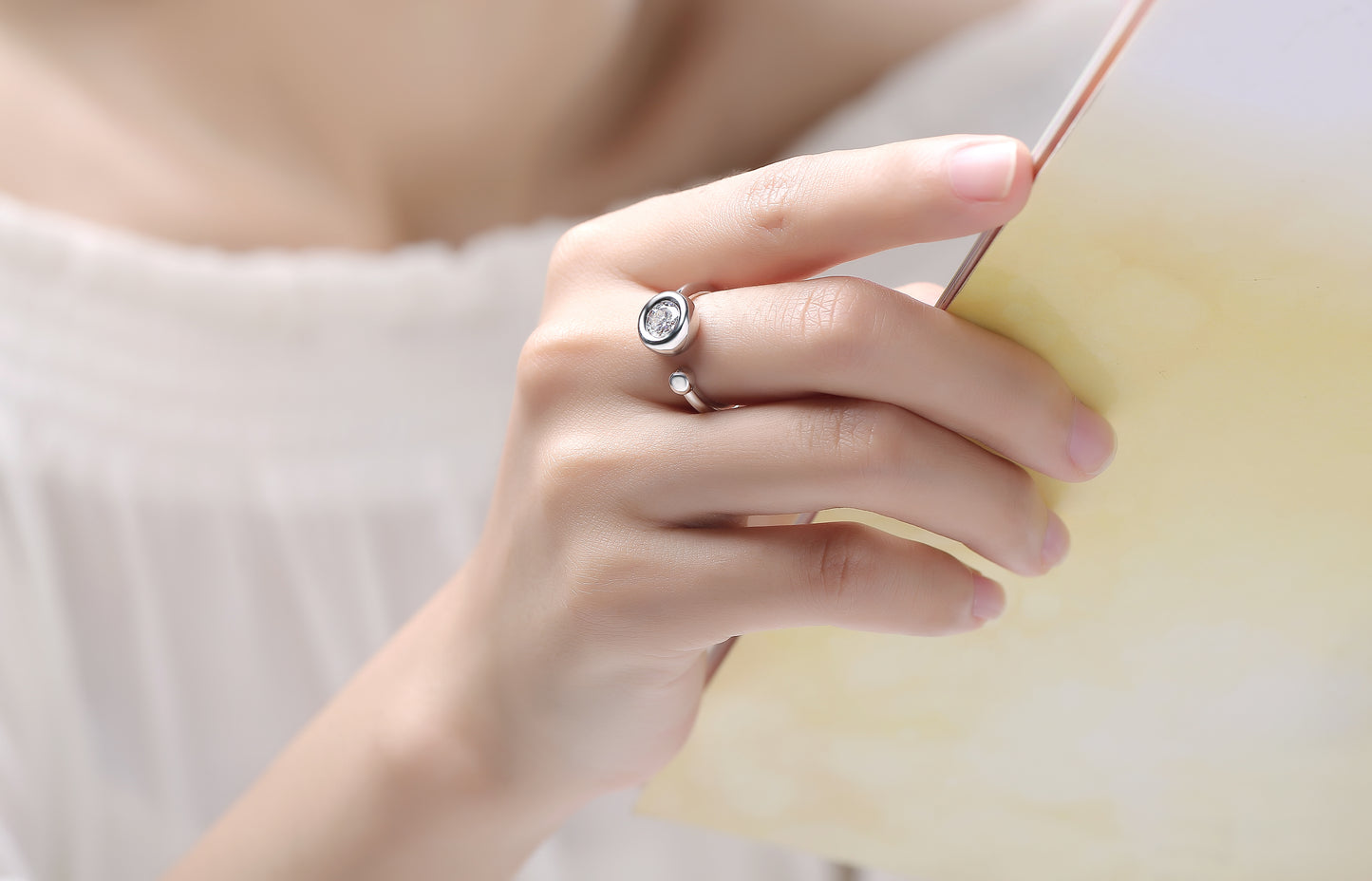1 Carat Moissanite Adjustable Open Engagement Band