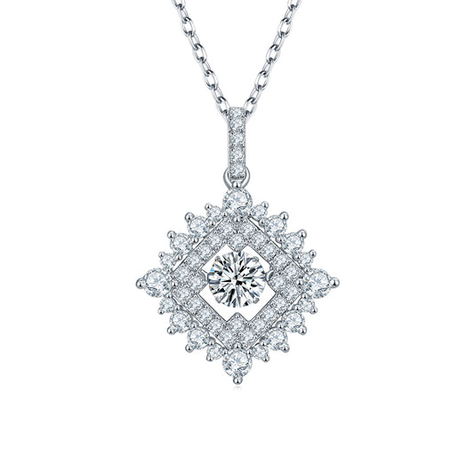 Sparkling Star Moissanite Dancing Pendant Necklace in 925 Silver