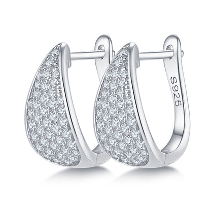 S925 Silver Earrings with 0.57CT Five-Row Moissanite