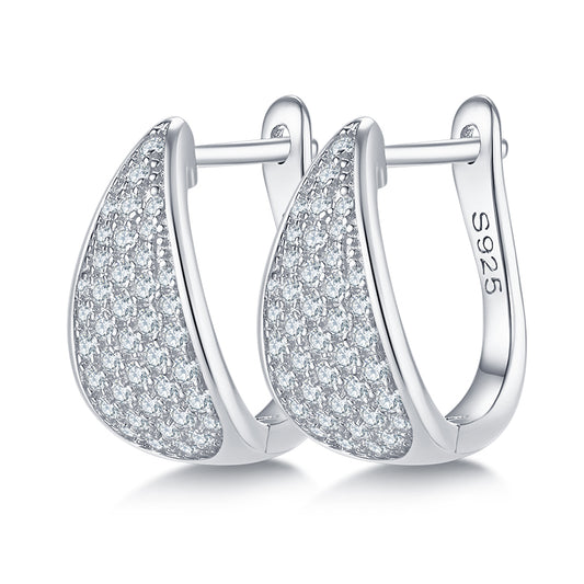 S925 Silver Earrings with 0.57CT Five-Row Moissanite