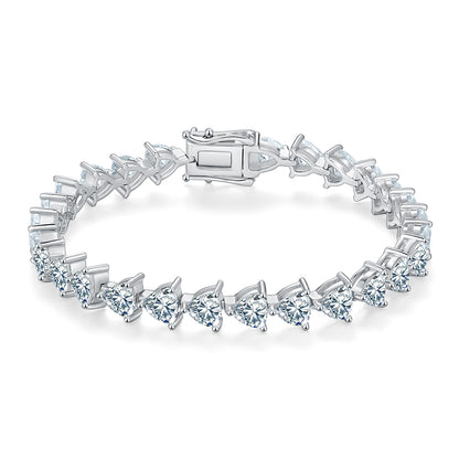 Triangle Moissanite Diamond Tennis Chain Bracelet in 925 Silver