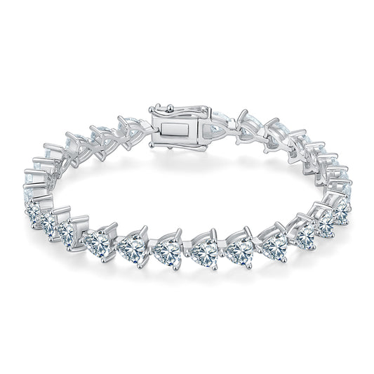 Triangle Moissanite Diamond Tennis Chain Bracelet in 925 Silver