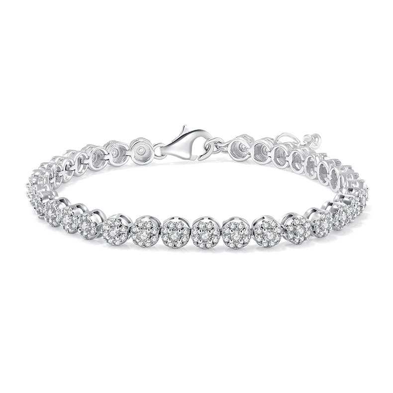 S925 Hip-Hop Tennis Bracelet with VVS Moissanite Diamond and White Gold