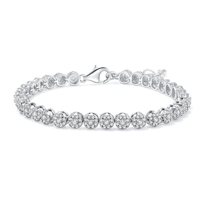 S925 Hip-Hop Tennis Bracelet with VVS Moissanite Diamond and White Gold