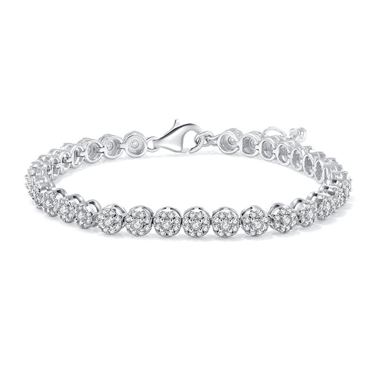 S925 Hip-Hop Tennis Bracelet with VVS Moissanite Diamond and White Gold