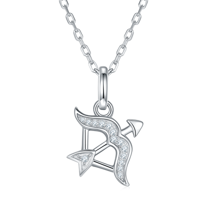 Sagittarius Zodiac Moissanite Pendant Necklace – 925 Sterling Silver, 18K White Gold Plating