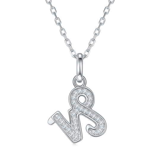 Capricorn Zodiac Moissanite Pendant Necklace – 925 Sterling Silver, 18K White Gold Plating