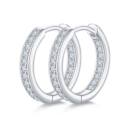 S925 Sterling Silver Hoop Earrings with 0.32CT Moissanite Sparkle