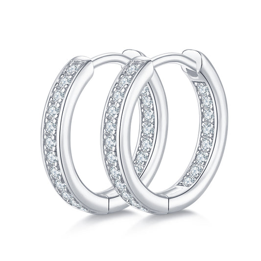 S925 Sterling Silver Hoop Earrings with 0.32CT Moissanite Sparkle