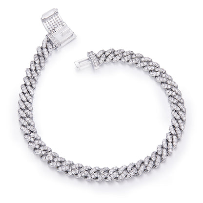 6mm Moissanite Cuban Link Chain – Full Round VVS Moissanite, 925 Sterling Silver