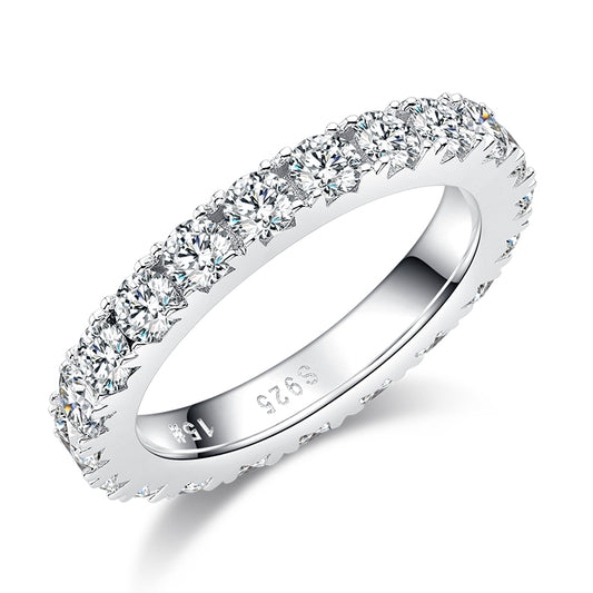Full Circle Micro-Pavé 3.0mm Moissanite Ring in S925 White Gold