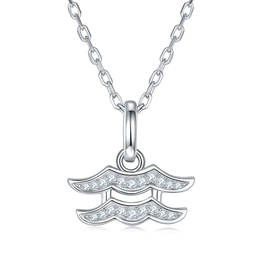 Aquarius Zodiac Moissanite Pendant Necklace – 925 Sterling Silver, 18K White Gold Plating