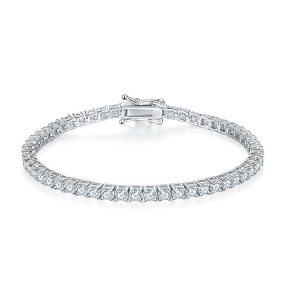 Classic Four-Prong Moissanite Tennis Bracelet in S925 Silver