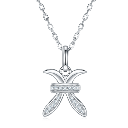 Pisces Zodiac Moissanite Pendant Necklace – 925 Sterling Silver, 18K White Gold Plating
